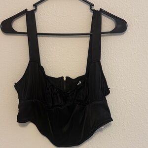 Zara Black Satin Crop Top
